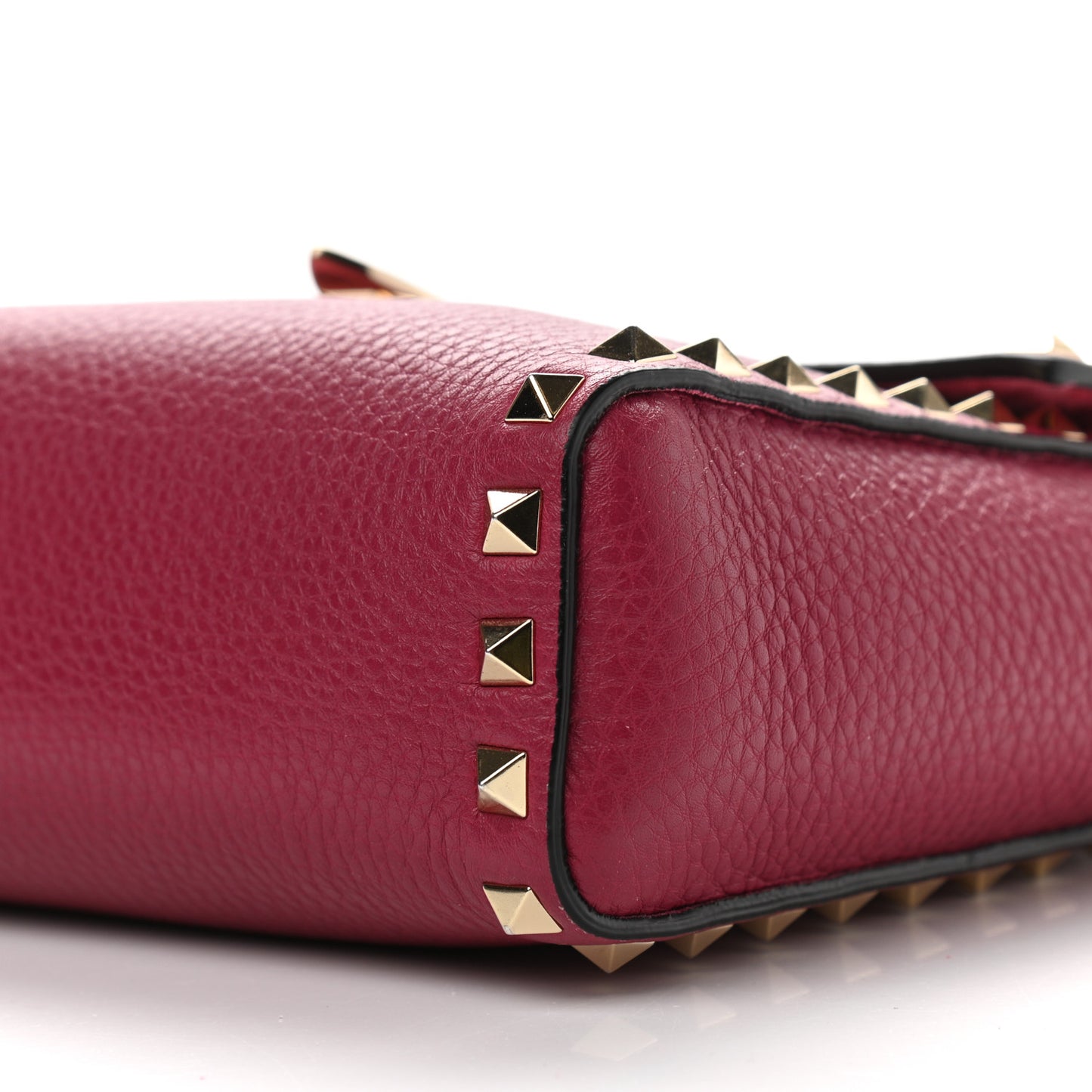 Pebbled Calfskin Rockstud Flip Lock Flap Messenger Raspberry