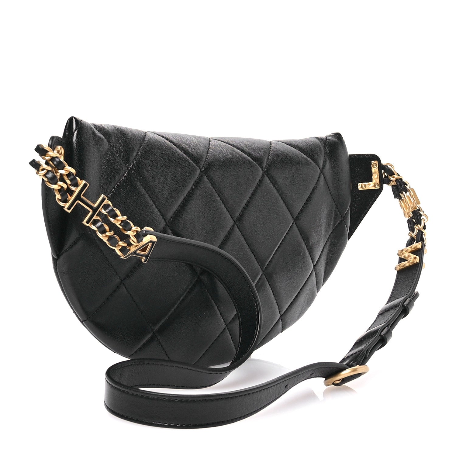 Chanel Lambskin Enamel Quilted Waist Bag Black 3 of 11
