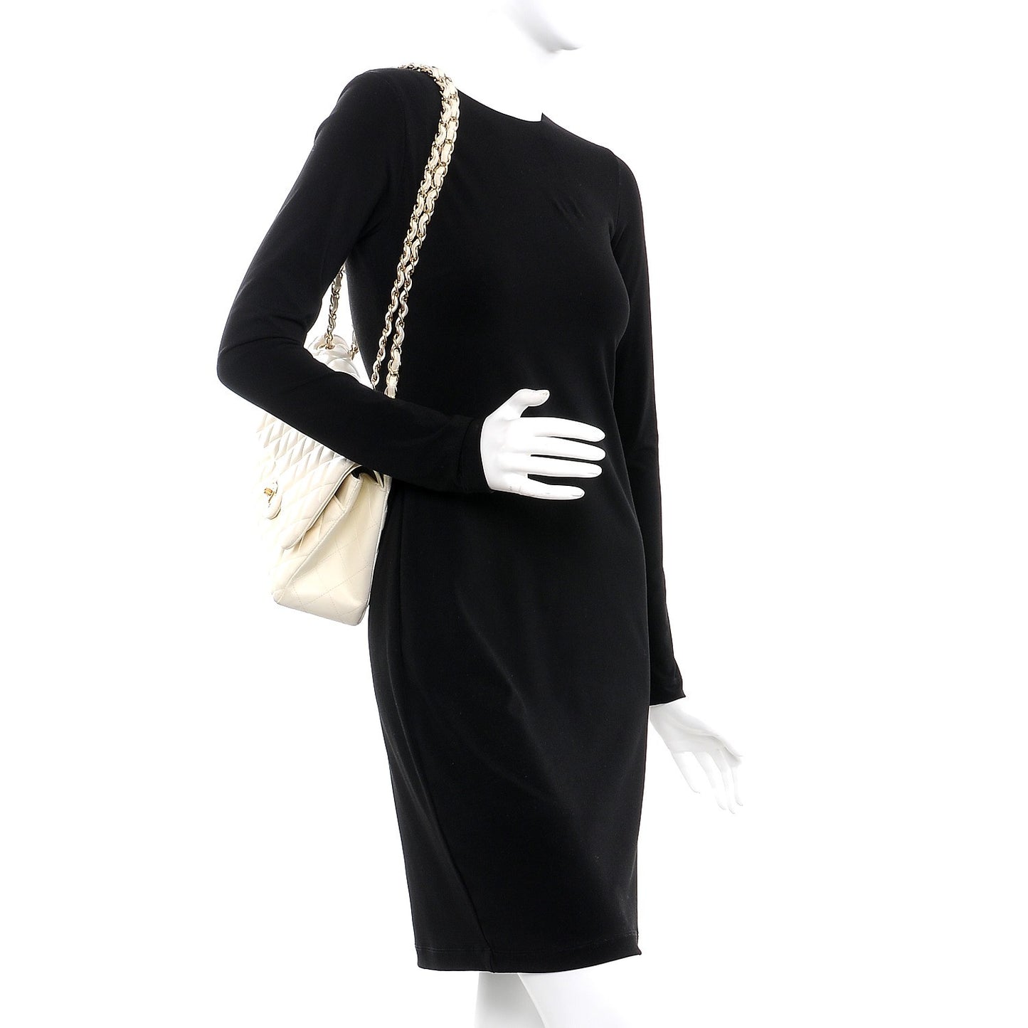 Lambskin Quilted Jumbo Double Flap Bag White