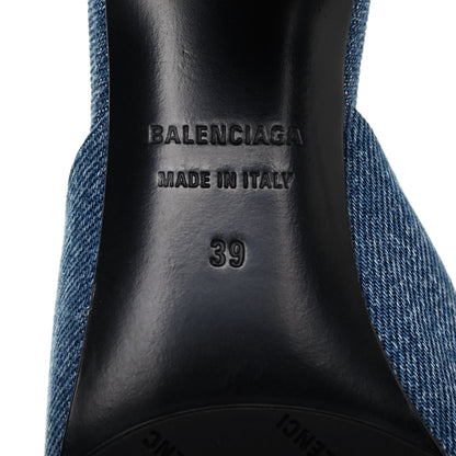Balenciaga Denim Block Heel Mules 39 Blue 6 of 13