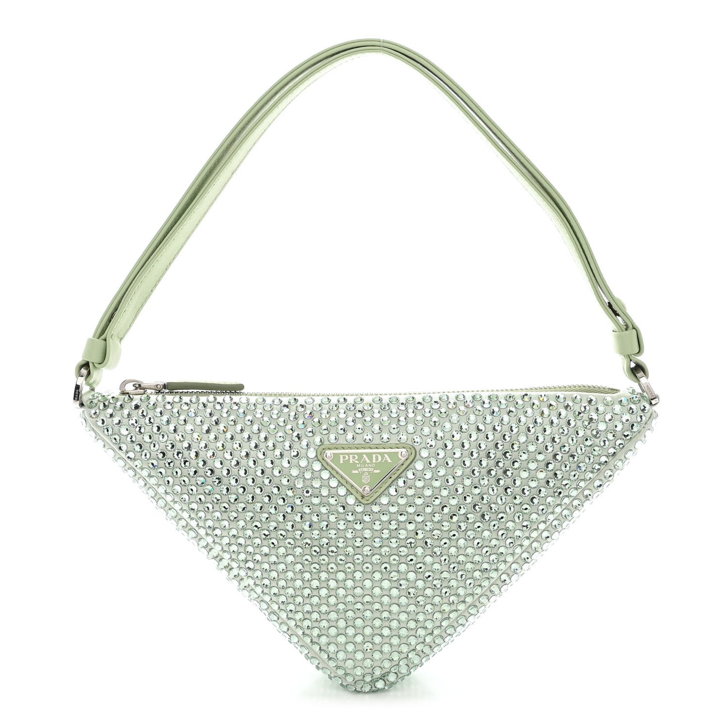 Satin Crystal Triangle Pouch Acqua
