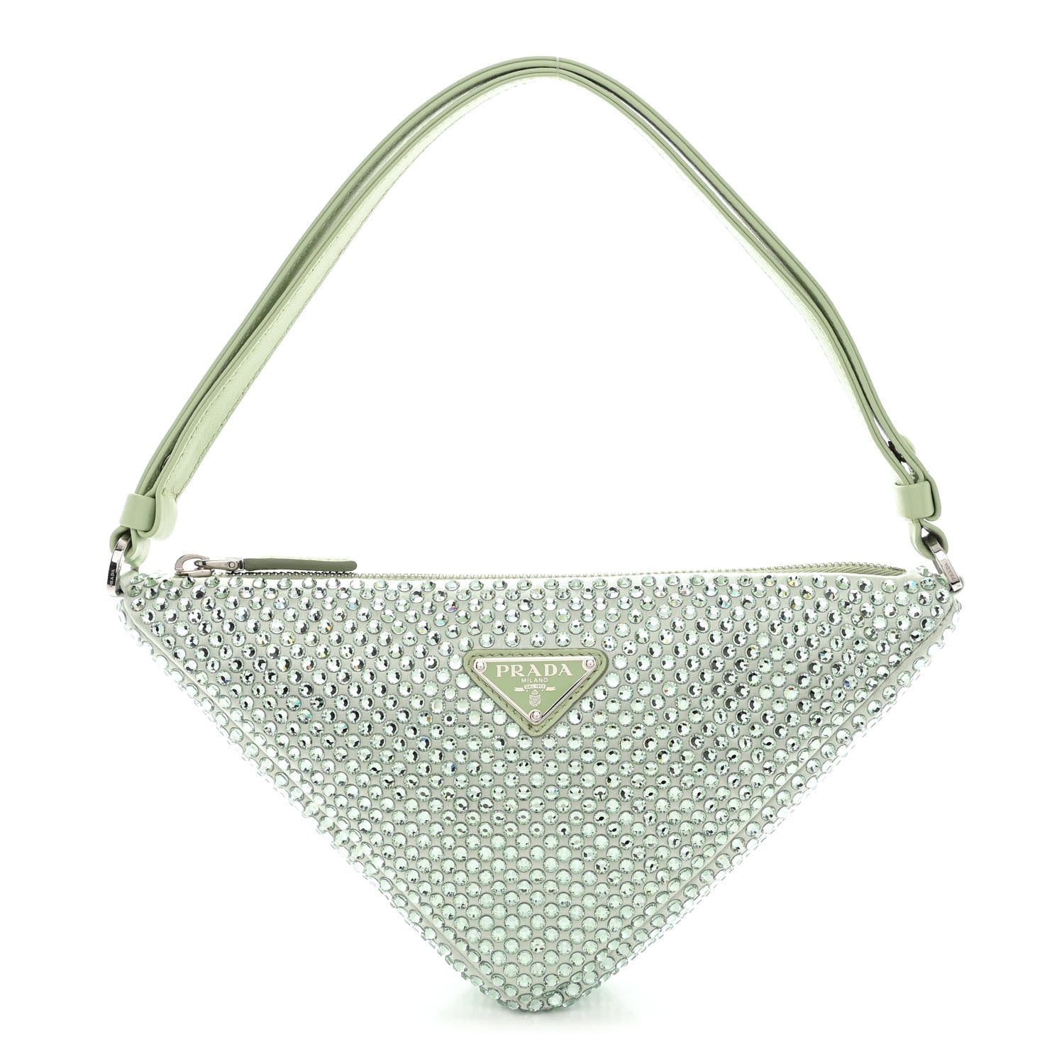 Prada Satin Crystal Triangle Pouch Acqua 1 of 10