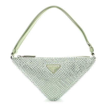 Prada Satin Crystal Triangle Pouch Acqua 1 of 10