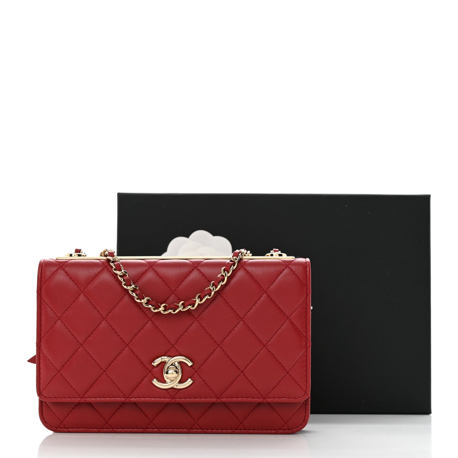 Chanel Lambskin Quilted Trendy CC Wallet On Chain WOC Red 13 of 13