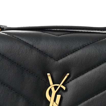 Saint Laurent Calfskin Y Quilted Monogram Small Loulou Chain Satchel Black 9 of 12