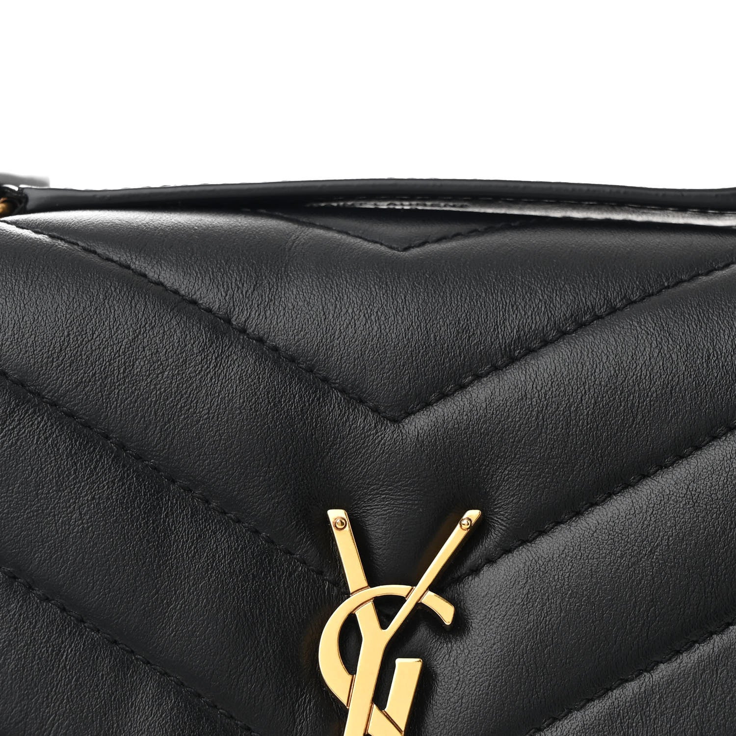 Saint Laurent Calfskin Y Quilted Monogram Small Loulou Chain Satchel Black 9 of 12