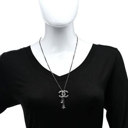 Chanel CHA CC Chain Charm Necklace Silver White 2 of 5