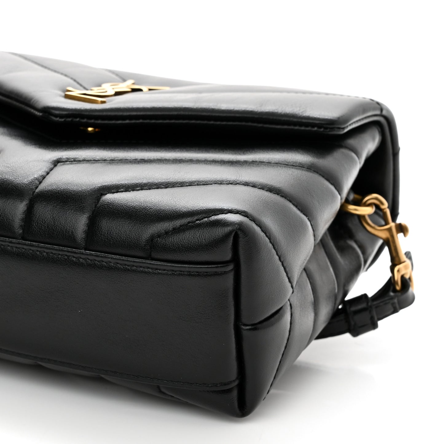 Calfskin Y Quilted Monogram Toy Loulou Crossbody Bag Black