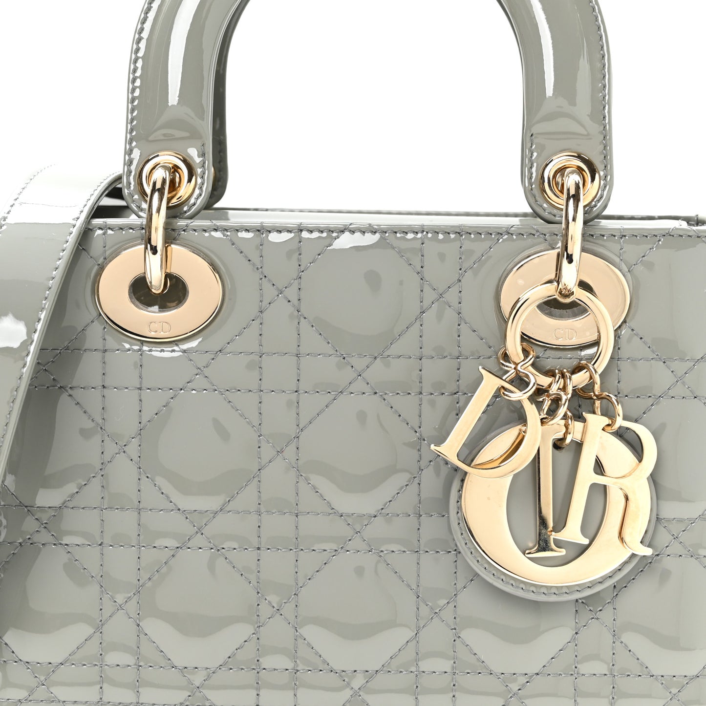 Patent Cannage Small Lady Dior Grey
