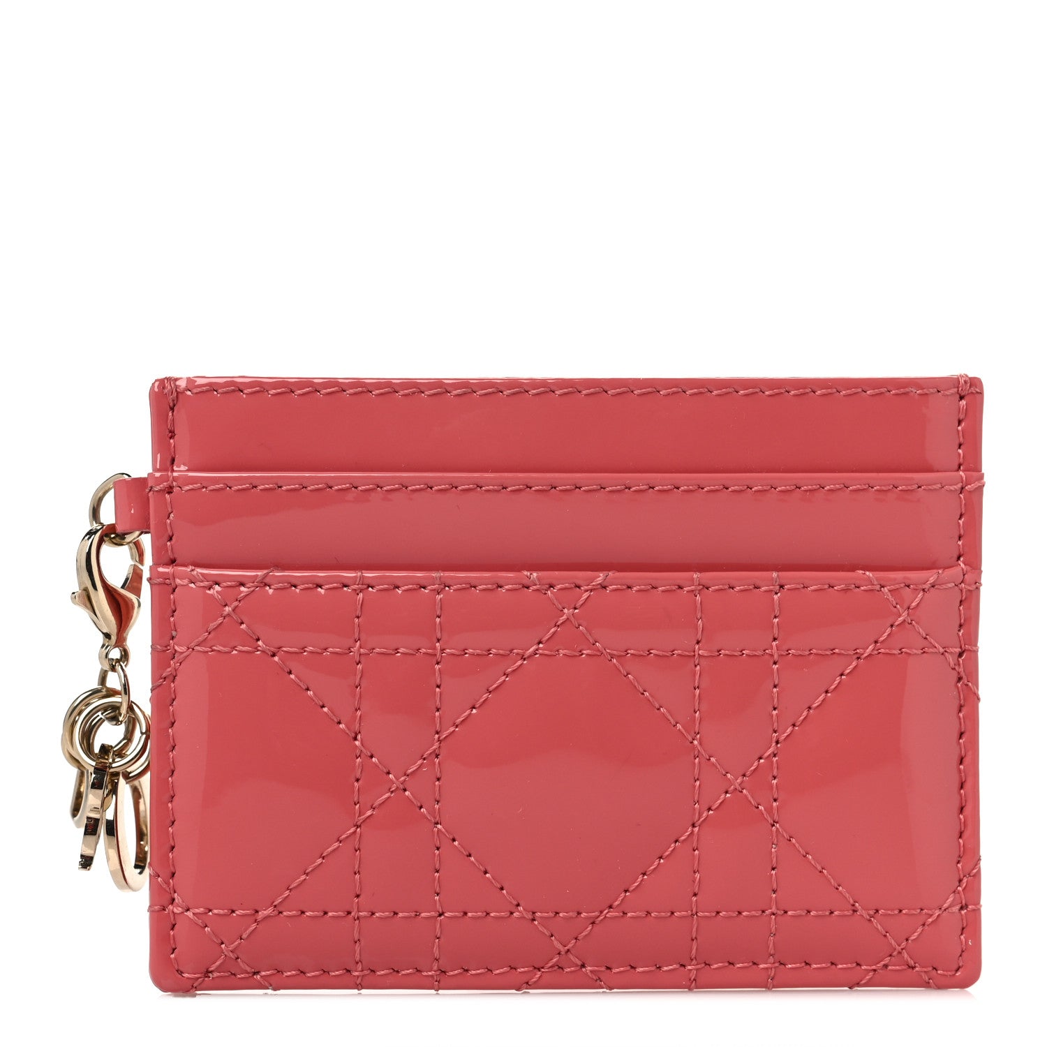 Christian Dior Patent Cannage Lady Dior Five-Slots Card Holder Peach Blossom 1 of 9
