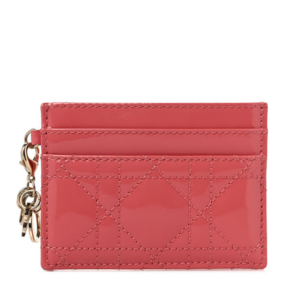 Christian Dior Patent Cannage Lady Dior Five-Slots Card Holder Peach Blossom 1 of 9