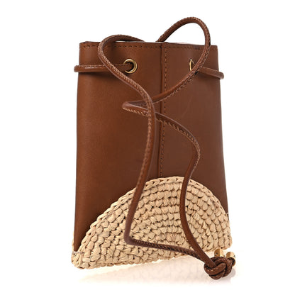 Saint Laurent Raffia Cassandre Mini Pochon Crossbody Bag Brick Natural 3 of 13