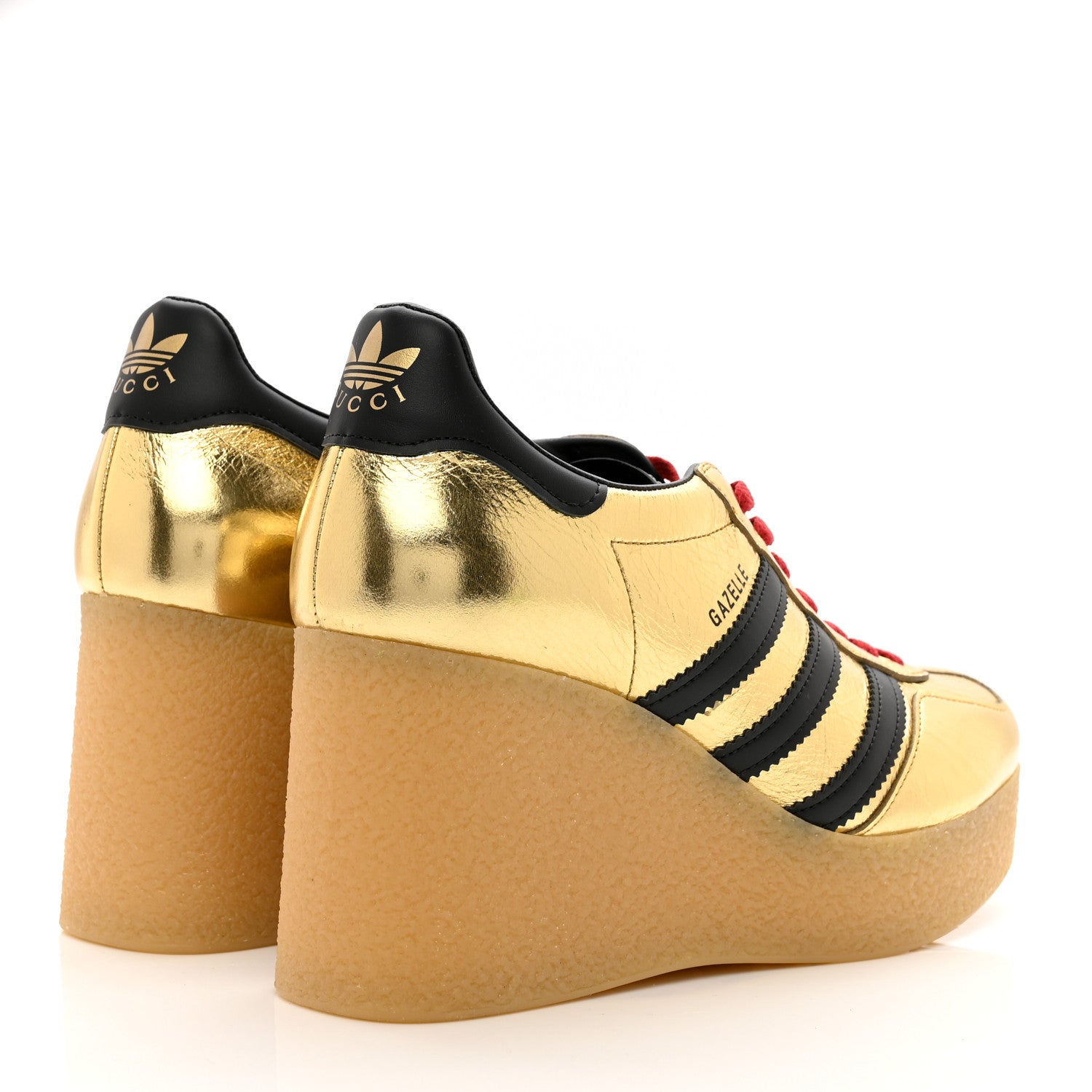 Gucci X ADIDAS Ginza Calfskin Demetra Gazelle Wedge Sneakers 39.5 King Gold Black 4 of 9