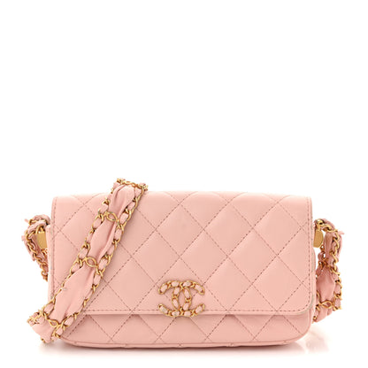 Chanel Crumpled Calfskin Quilted Braided CC Mini Flap Light Pink 1 of 13