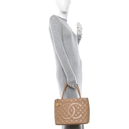 Chanel Caviar Quilted Medallion Tote Beige 3 of 11