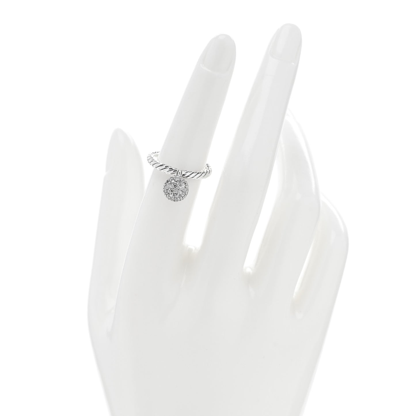 Sterling Silver Pave Diamond 8mm Element Ball Ring 52 6