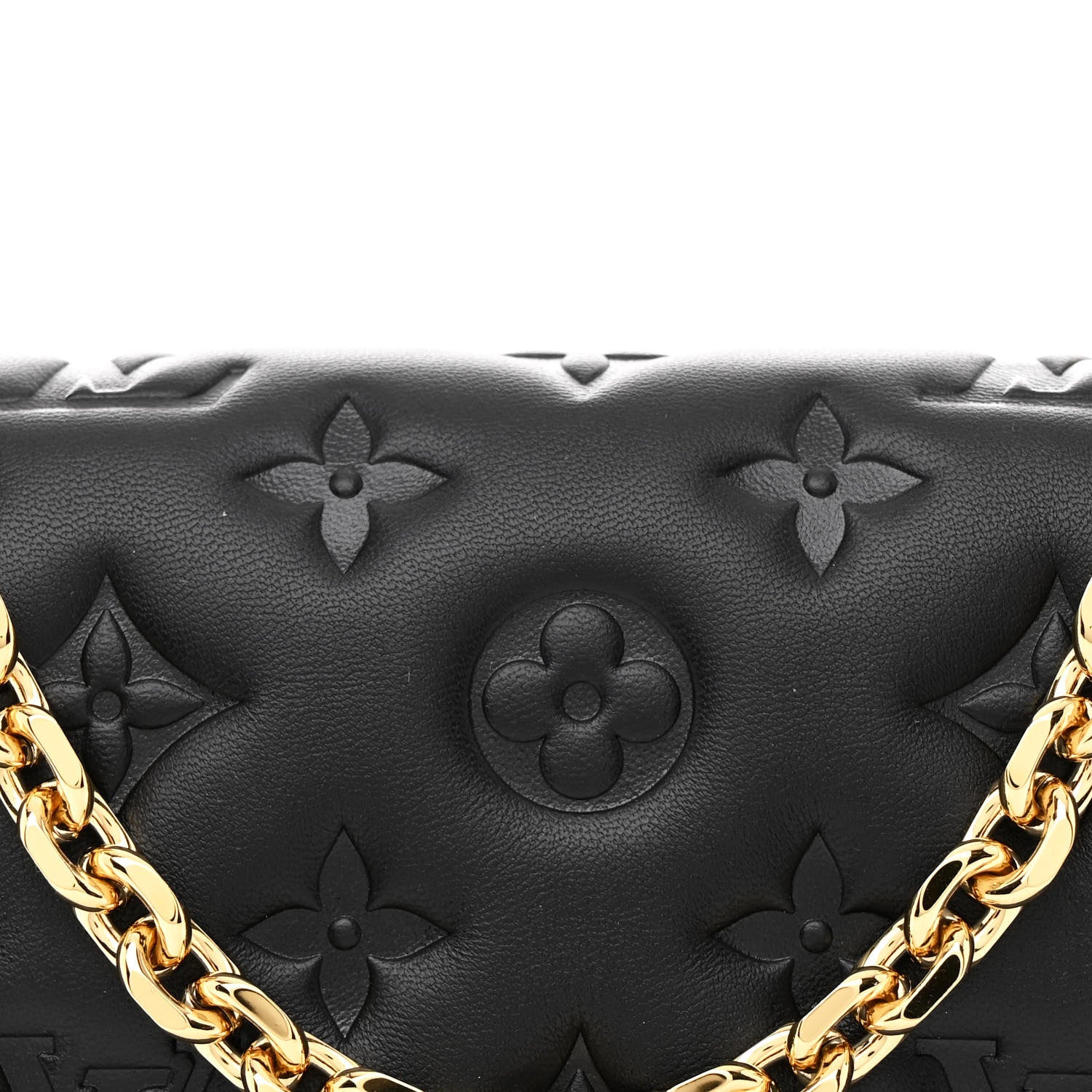 Louis Vuitton Lambskin Embossed Monogram Pochette Coussin Black 7 of 9