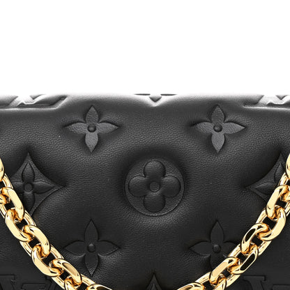 Louis Vuitton Lambskin Embossed Monogram Pochette Coussin Black 7 of 9