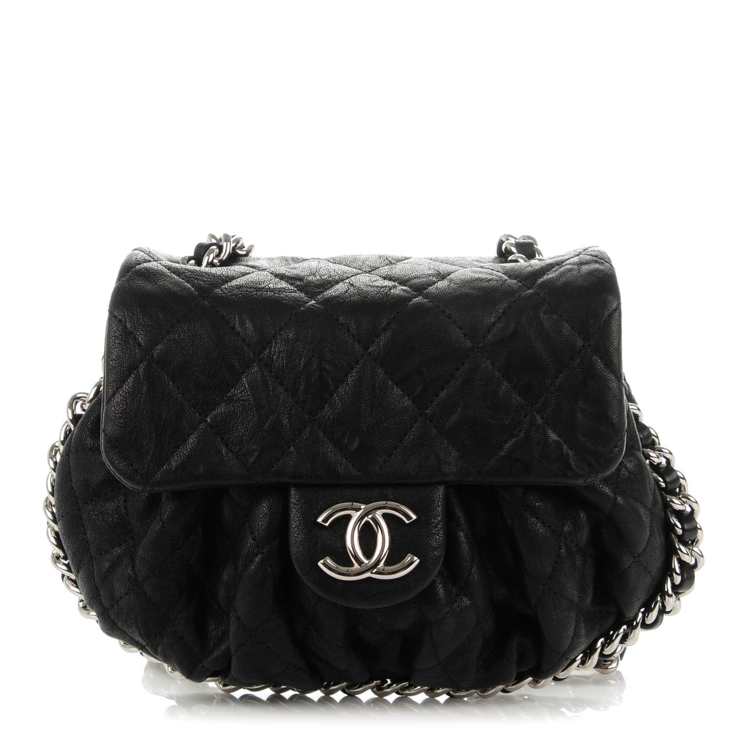 Chanel Washed Lambskin Quilted Mini Chain Around Flap Black 1 of 7
