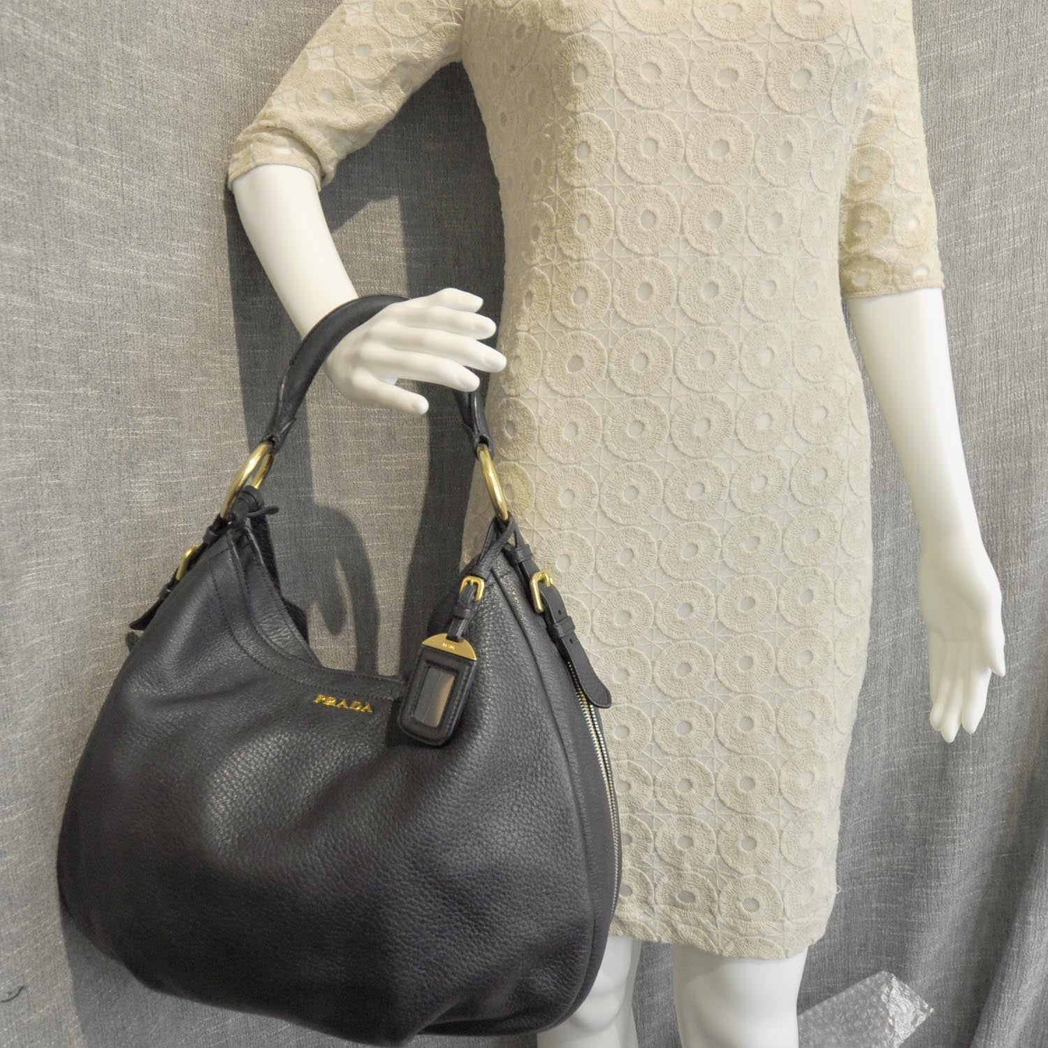 Prada Cervo Deerskin Hobo Nero Black 3 of 10