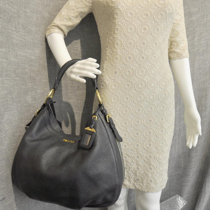 Prada Cervo Deerskin Hobo Nero Black 3 of 10