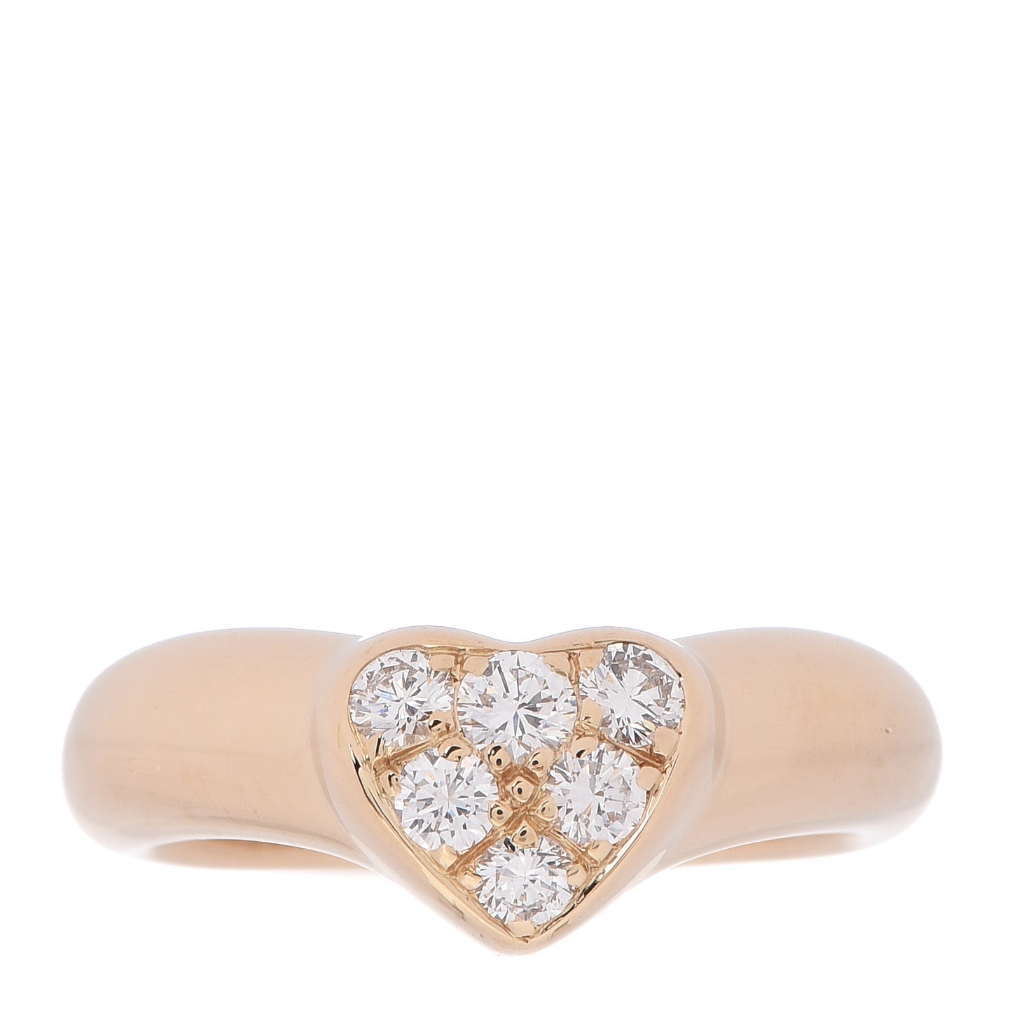 18K Yellow Gold Diamond Heart Band Ring 47 4