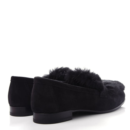 Hermes Mink Fur Suede Goatskin Paris Loafers 36.5 Black 4 of 11