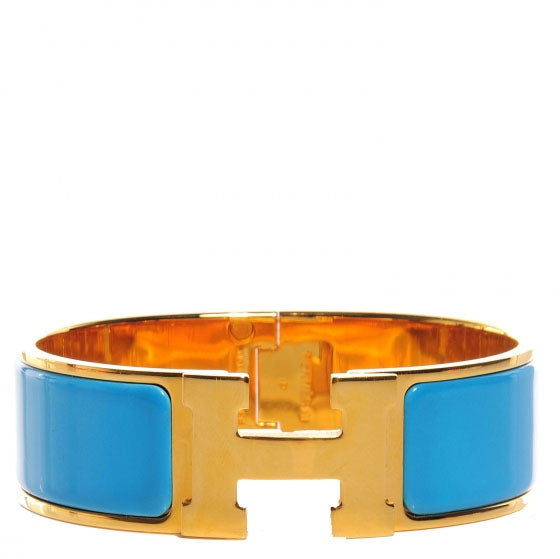 Enamel Wide Clic Clac H Bracelet GM Bleu Azure