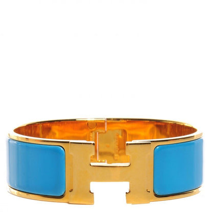 Hermes Enamel Wide Clic Clac H Bracelet GM Bleu Azure 1 of 5