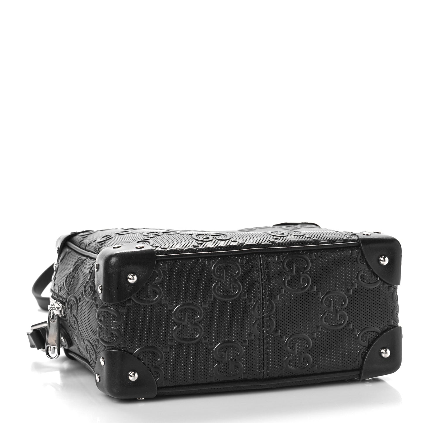 Calfskin GG Tennis Embossed Square Messenger Bag Black