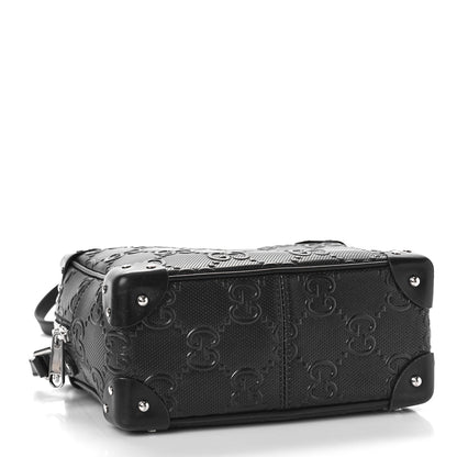 Gucci Calfskin GG Tennis Embossed Square Messenger Bag Black 3 of 8