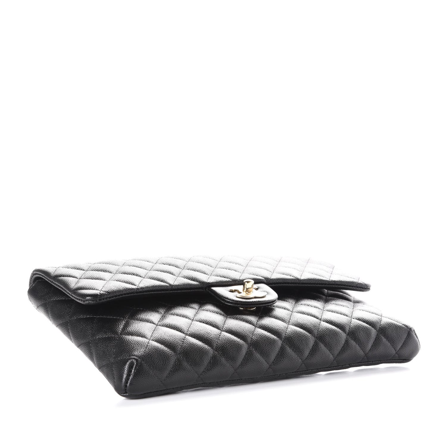 Caviar Quilted Flap Clutch Black