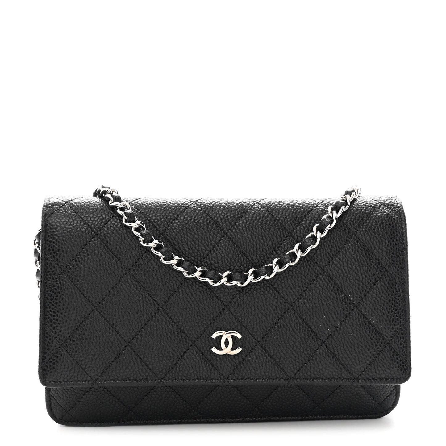 Caviar Quilted Wallet on Chain WOC Black