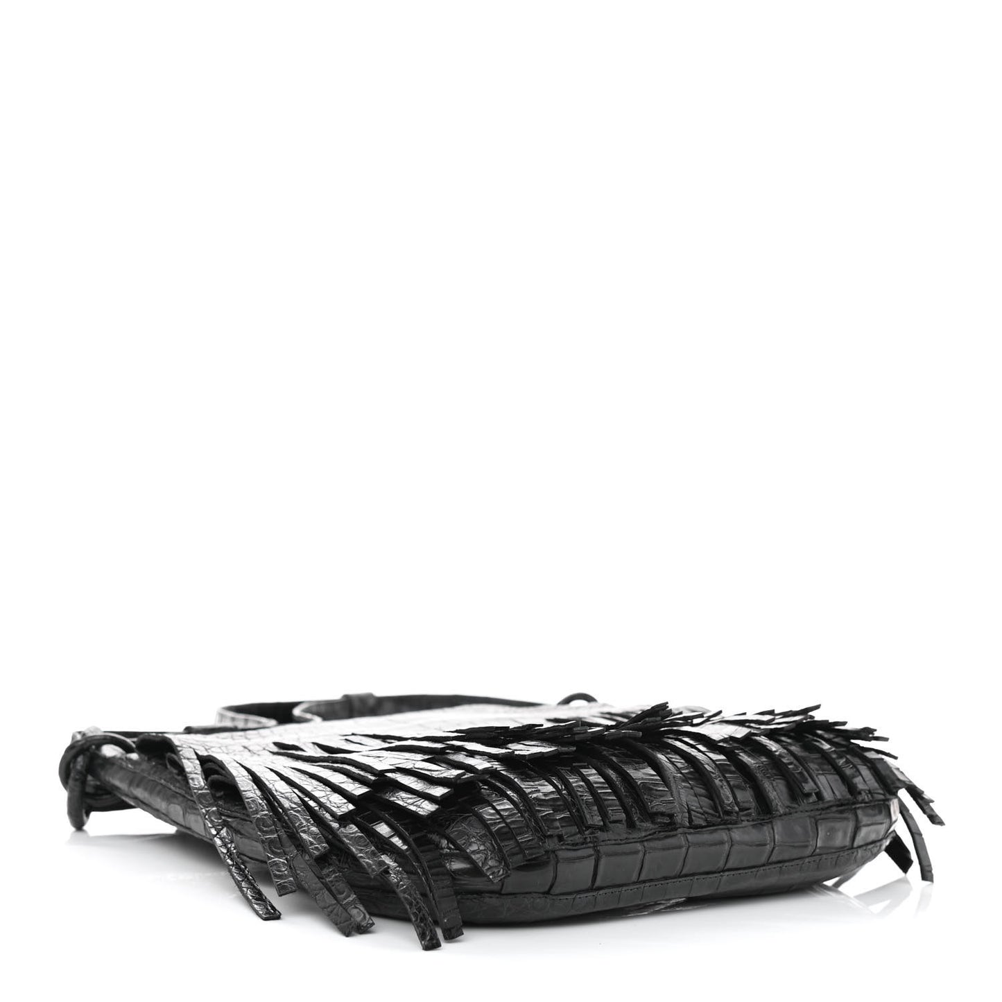 Crocodile Fringe Crossbody Bag Black