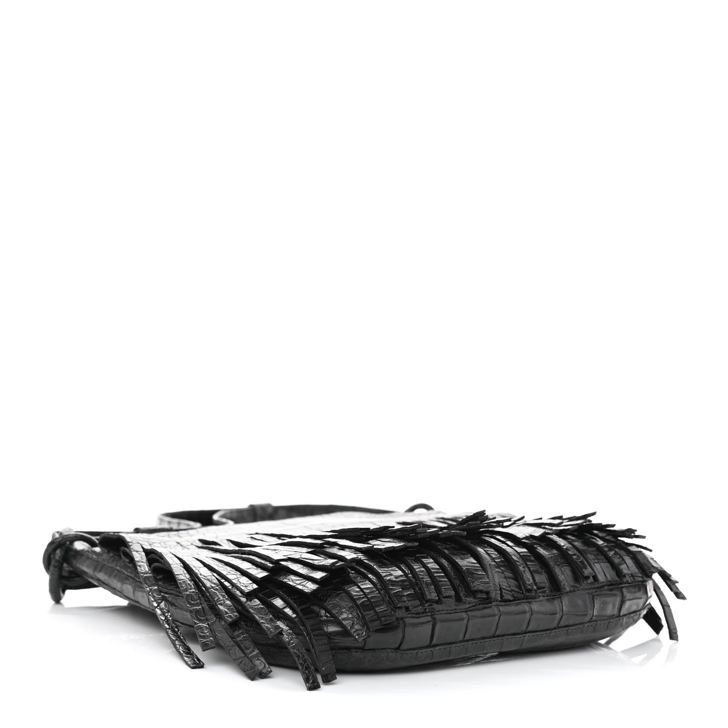 Nancy Gonzalez Crocodile Fringe Crossbody Bag Black 3 of 9
