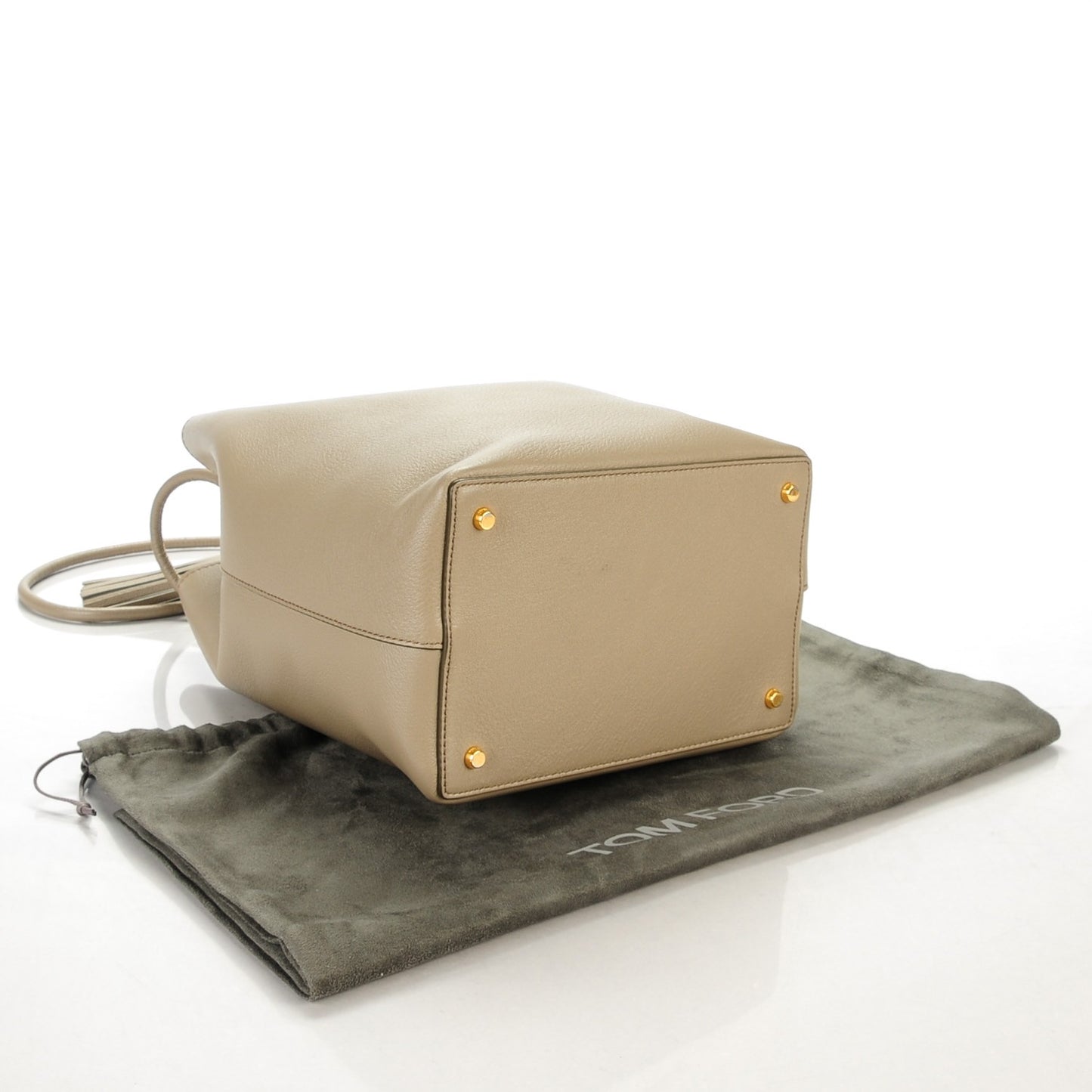 Calfskin Medium Double Tassel Bucket Taupe