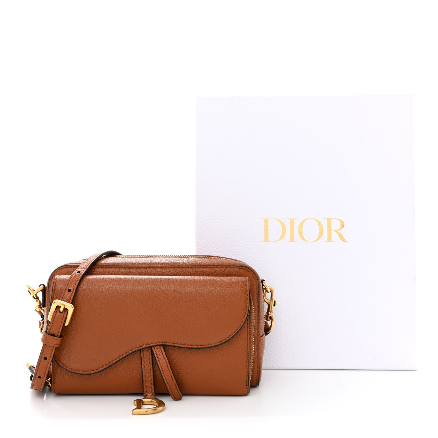 Christian Dior Goatskin Double Saddle Pouch Tan 14 of 14