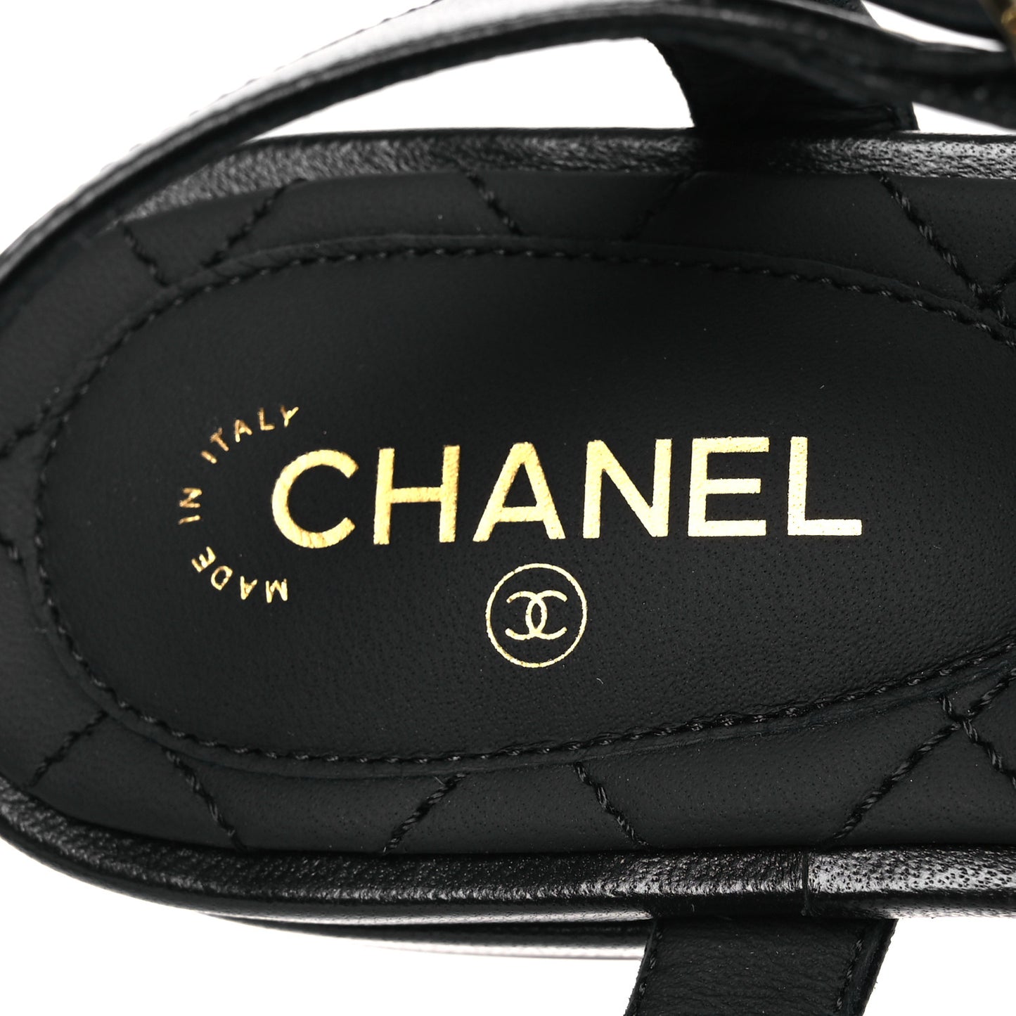 Lambskin CC Thong Sandals 36 Black