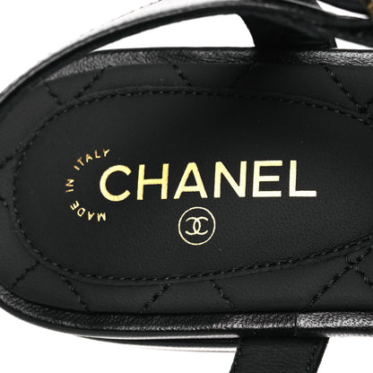 Chanel Lambskin CC Thong Sandals 36 Black 9 of 11