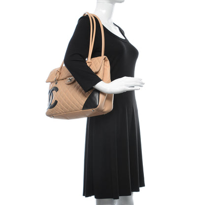 Chanel Calfskin Quilted Large Cambon Flap Beige Black 2 of 23