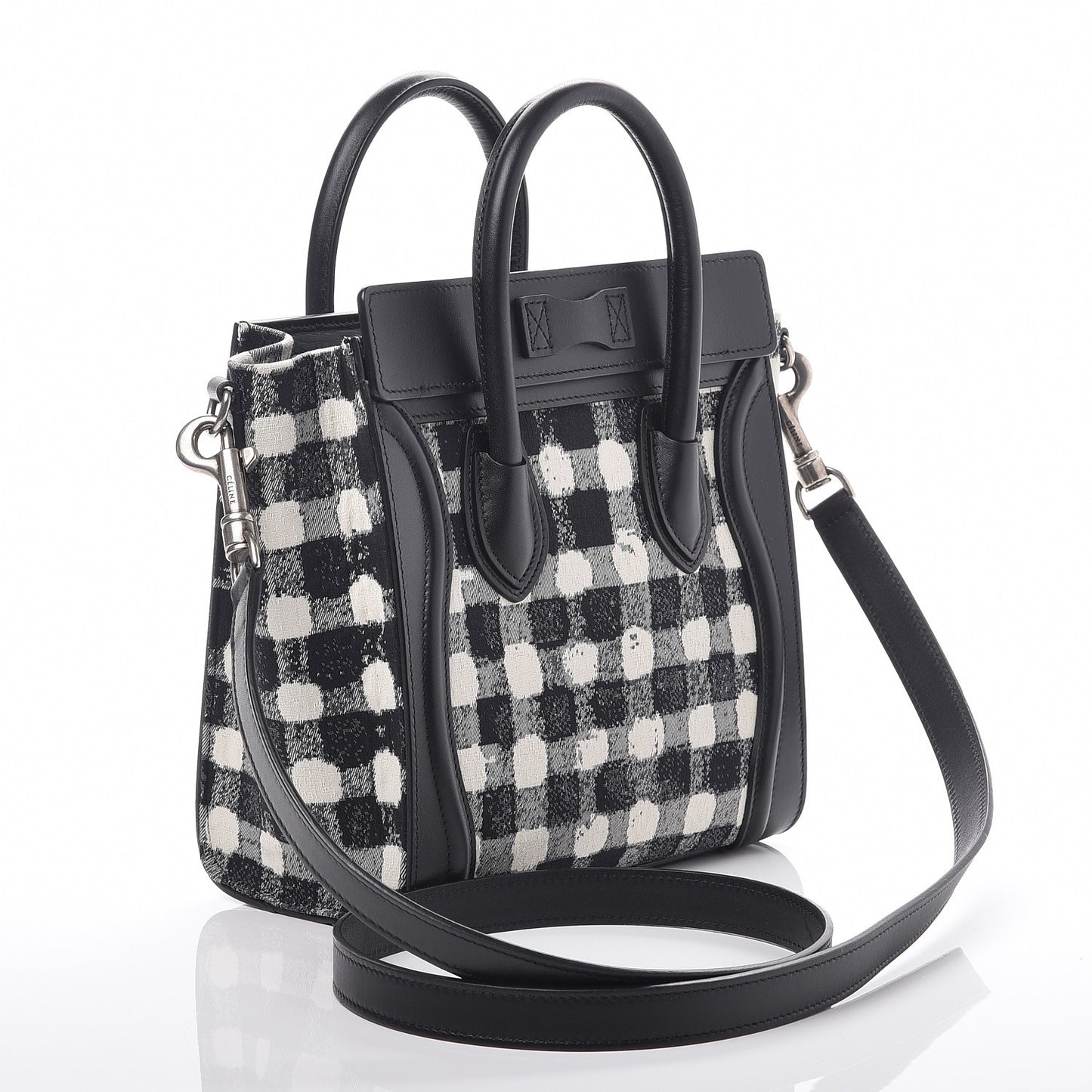 Canvas Calfskin Nano Luggage White Black