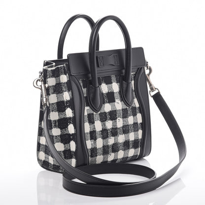 Celine Canvas Calfskin Nano Luggage White Black 3 of 7