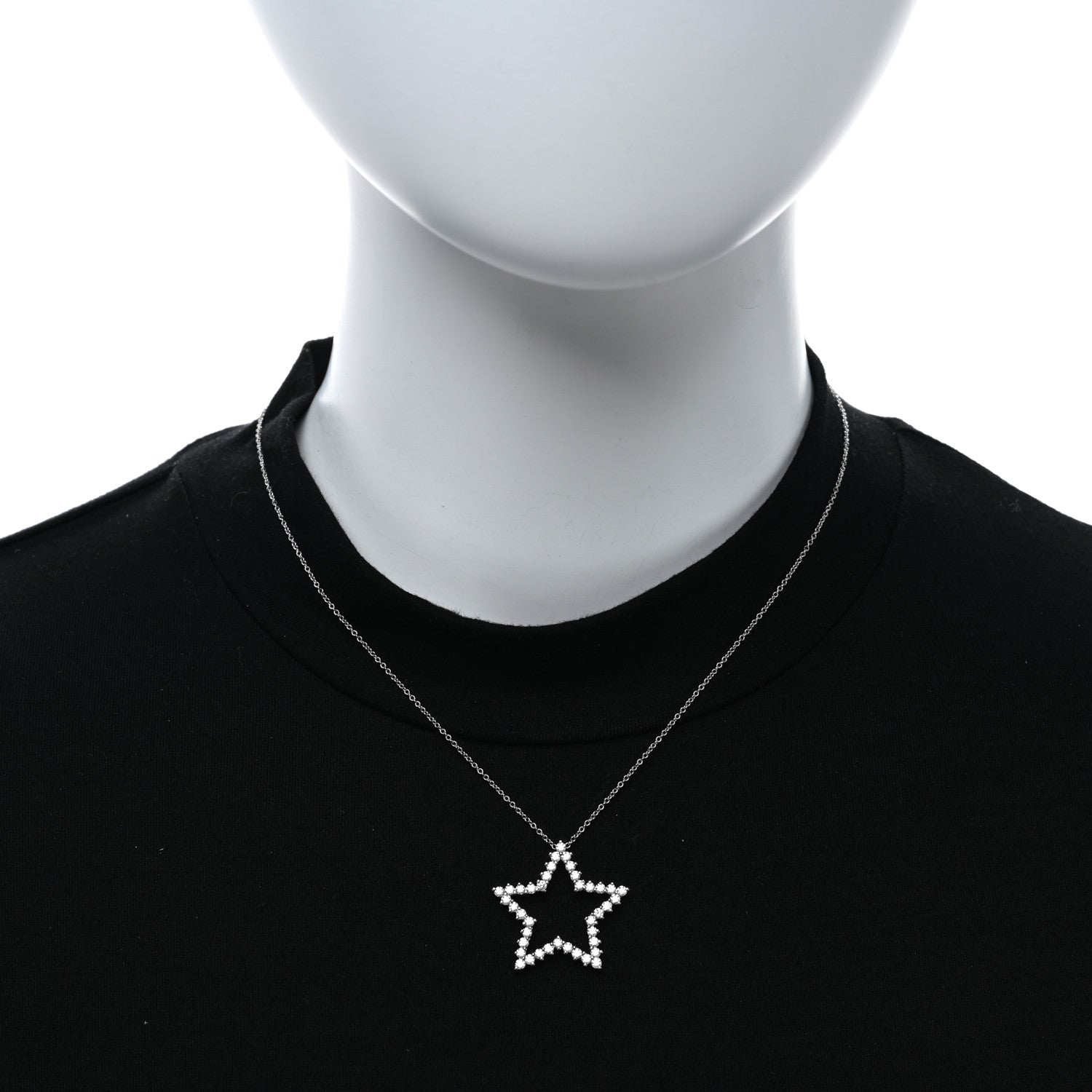 Tiffany Platinum Diamond Star Pendant Necklace 2 of 5