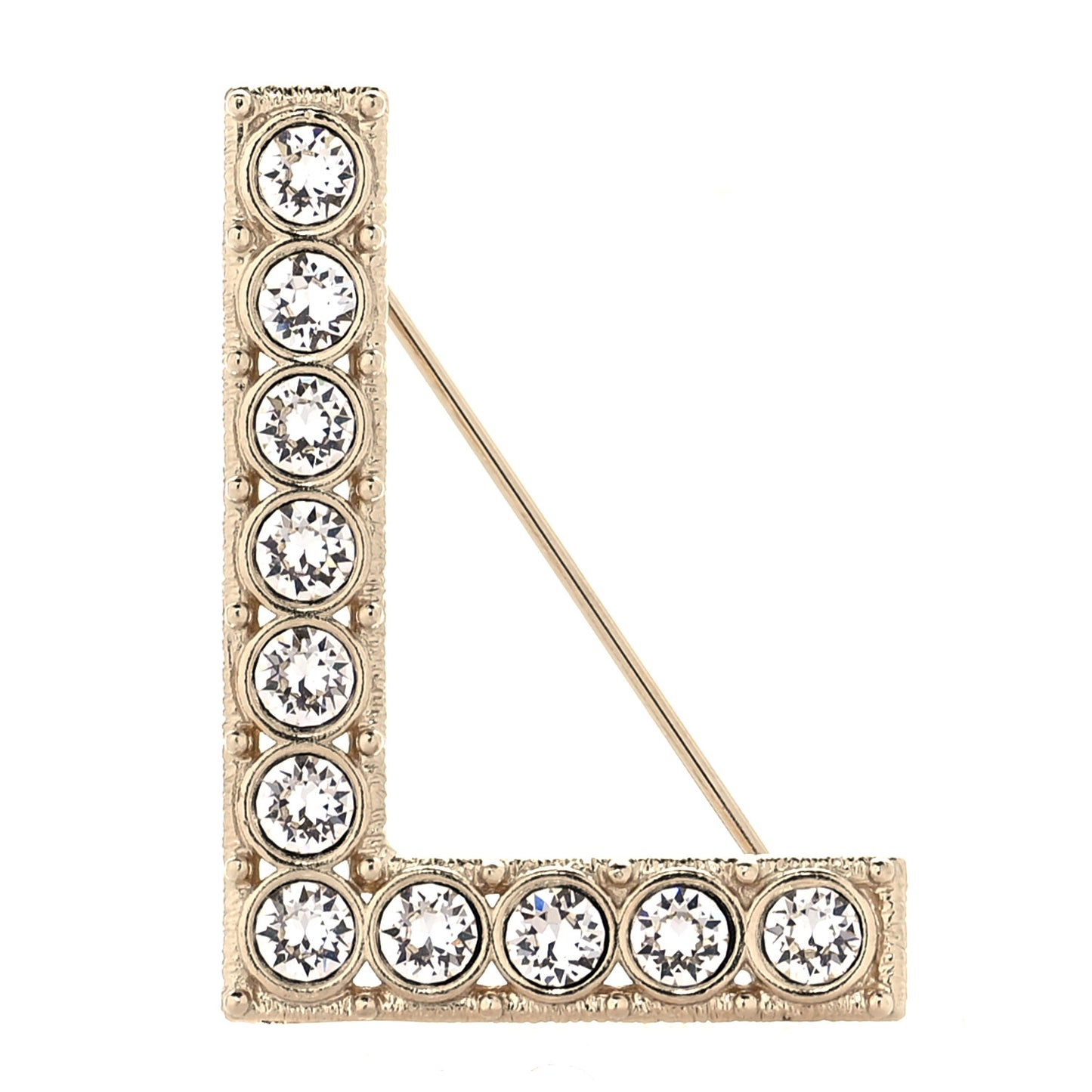 Crystal Cha-Nel Logo Brooch Set Gold