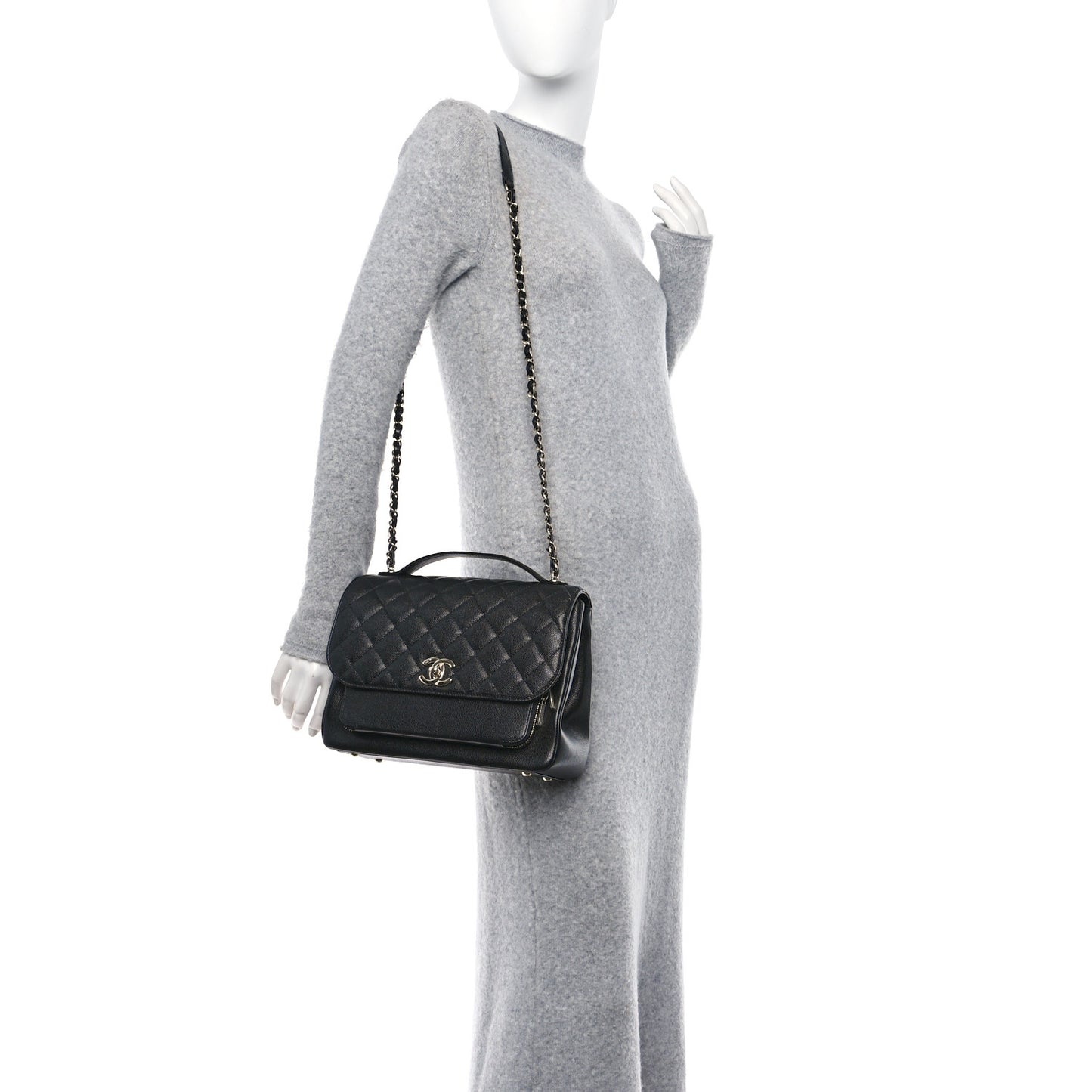 Caviar Quilted Large Business Affinity Flap Black
