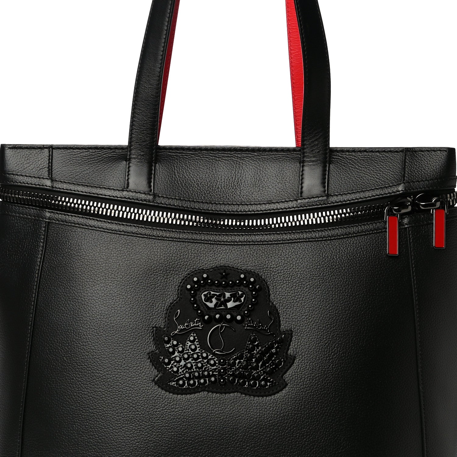 Christian Louboutin Grained Calfskin Studded Tote Black 9 of 17