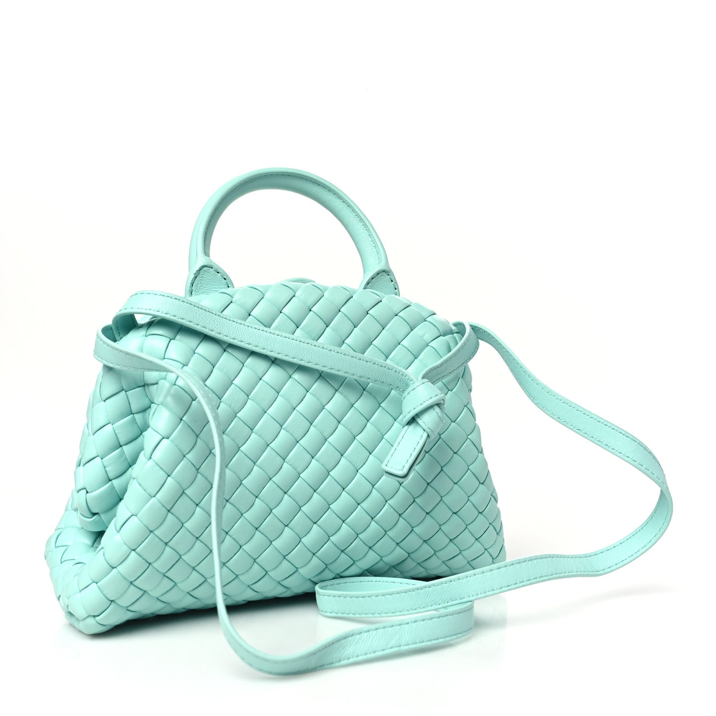 Nappa Intreccio Mini Padded Handle Bag Celadon