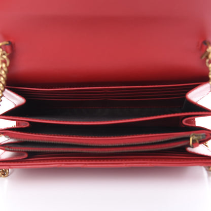 Gucci Calfskin Matelasse GG Marmont Chain Wallet Hibiscus Red 5 of 11