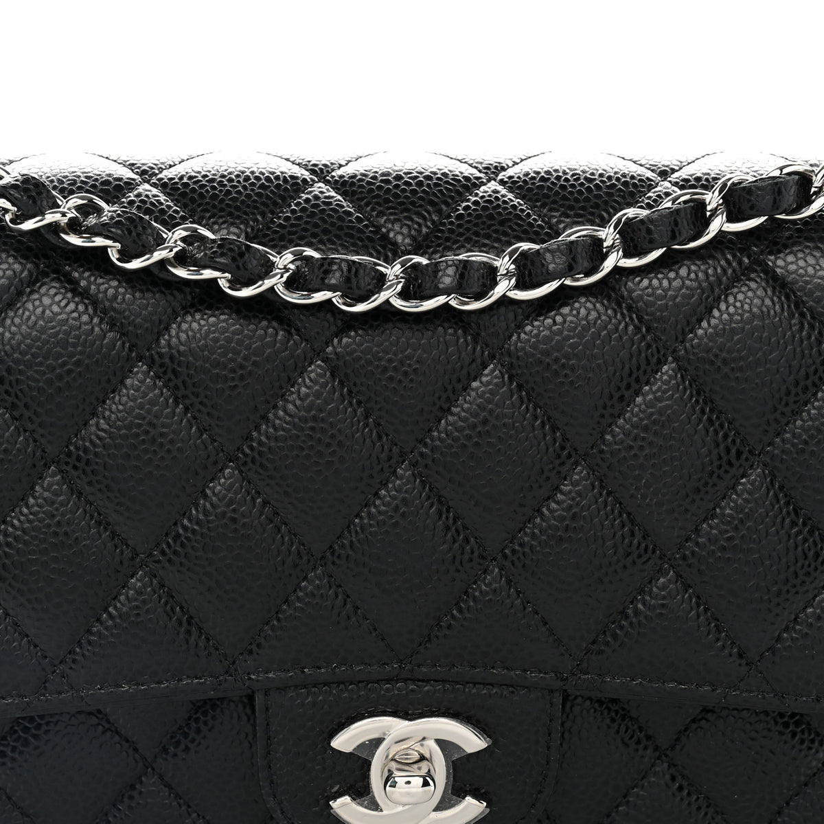 Caviar Quilted Medium Double Flap Black
