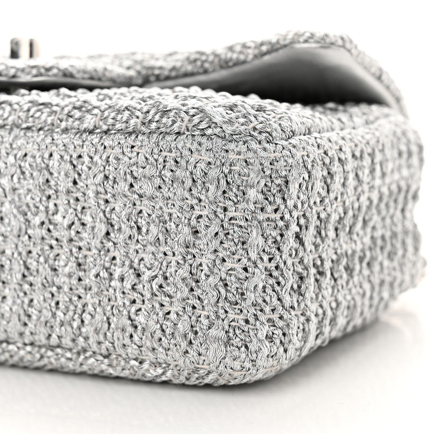 Chanel Metallic Woven Fabric Mini Rectangular Flap Silvery 10 of 11